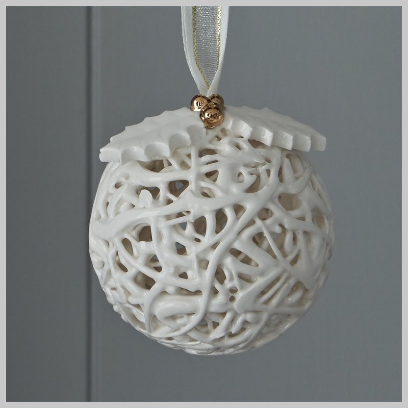 Tangled Web Bauble with Holly leaves and golden berries
