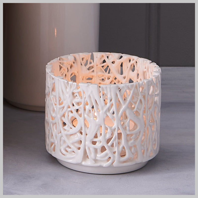 Cosy Night Luxury Gift Set (Ceramic Tangled Web Tea Light Holder with Alpaca Bed Socks)