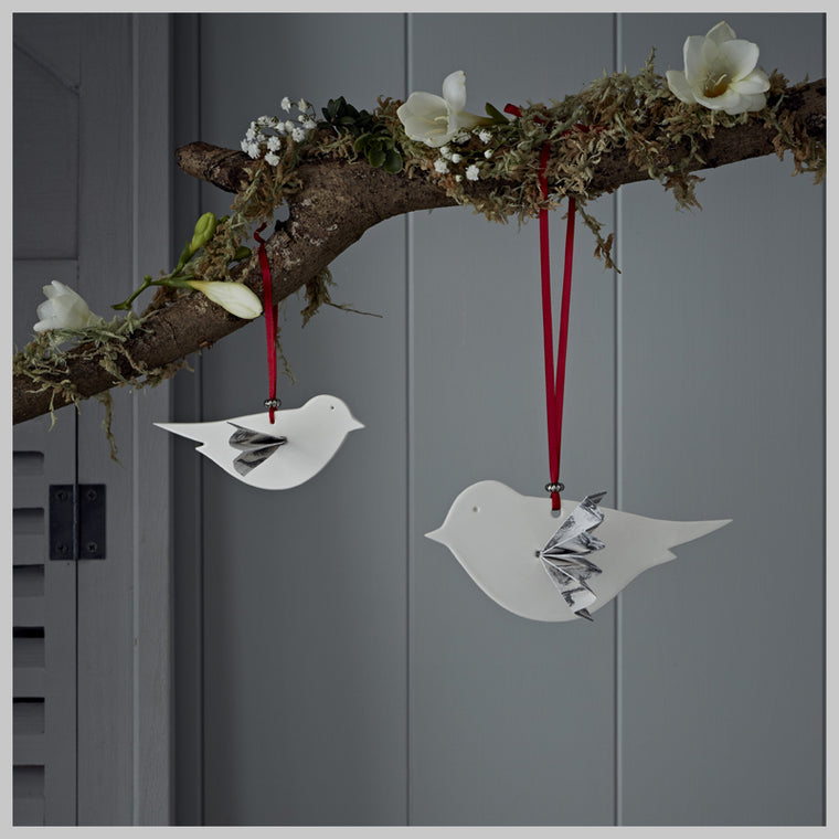 Bird with paper wings hanging decoration