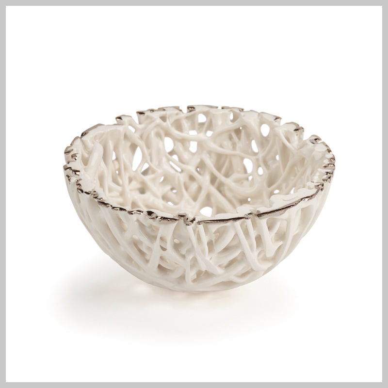 Tangled Web Mini Decorative Bowl with Platinum Lustre detailing