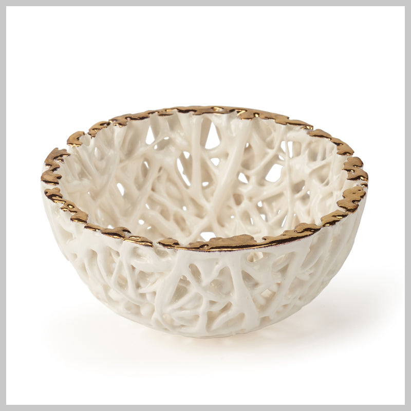 Tangled Web Small Decorative Bowl with Gold Lustre detailing