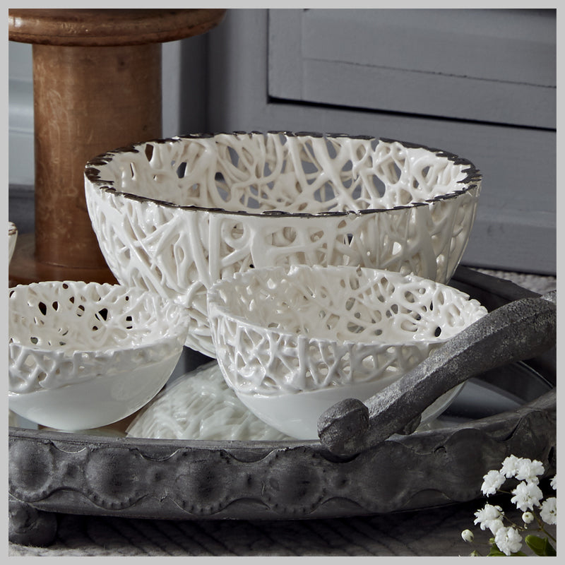 Tangled Web Medium Decorative Bowl with Platinum Lustre Detailing